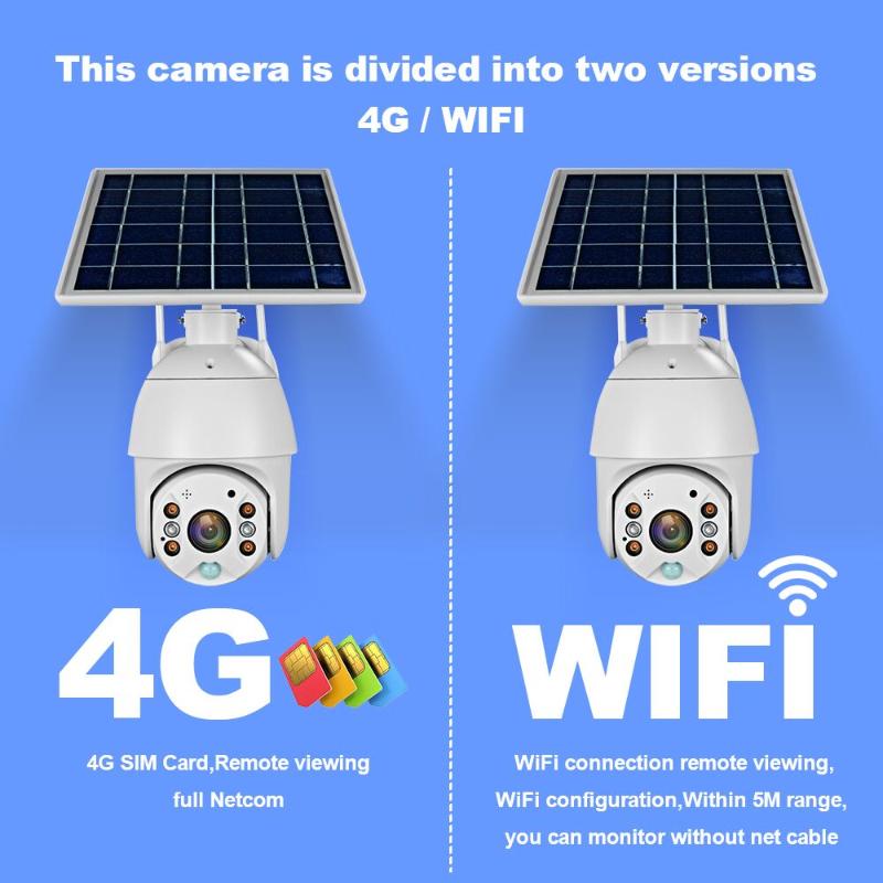 

Solar 4G Sim Card Camera with Batteries APP Cloud Storage Wifi 4G Camera Starlight Full Color IR Vision Battery