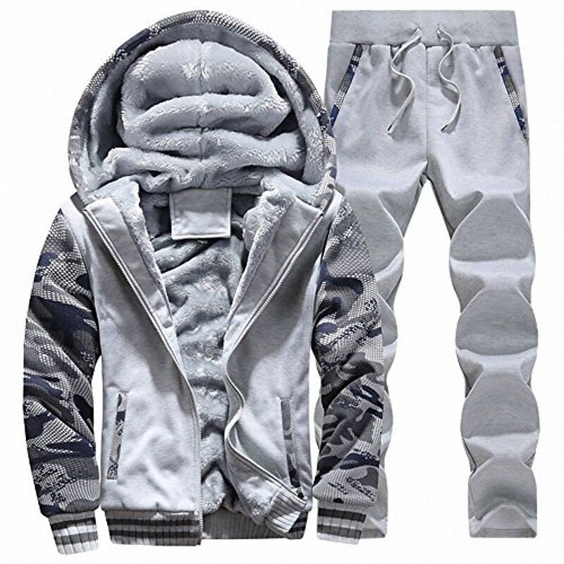 men's fleece jackets hoodies thick coats warm hooded sweatshirt winter pullover 2light grey-l k41F#