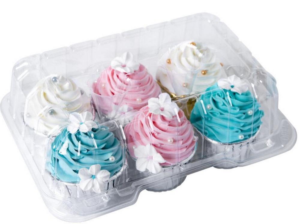 

Clear Cupcake Containers Boxes 6 Holder Muffin Cups with 4" High Safe Eco-friendly Material
