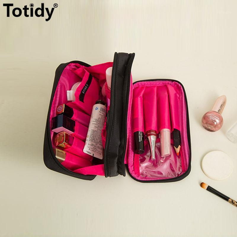 

Totidy Portable Cosmetic Bag Double Layer Travel Makeup Pouch Bags New Make Up Bag Brush Organizer For Women 2021 Storage1, Black