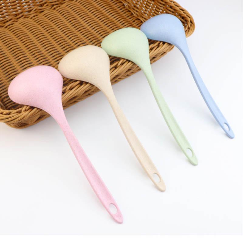 

Tableware Wheat Straw Rice Ladle 1Pcs 4 Colors Long Handle Soup Spoon Meal Dinner Scoops Kitchen Supplies Cooking Tool