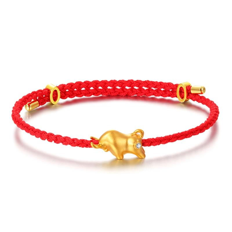 

Bull Red Rhinestone String Bracelet Cow Red Rope Zodiac Ox Cow Adjustable Chain Women Girls Birthday Gifts Bangle Jewelry