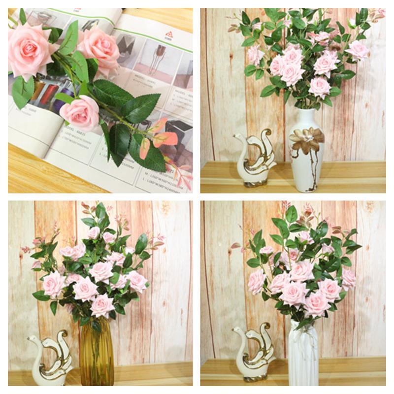 

Flone Artificial Flowers Rose Real Touch Floral Simulation Flower Branch Wedding Party Home Dining Room Decoration1, Blue