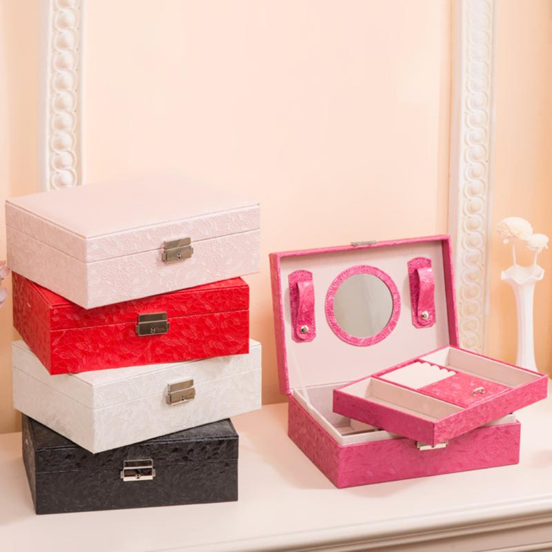 

Wooden Jewelry Organizer Display Travel Bracelet Ring Earring Necklace Box