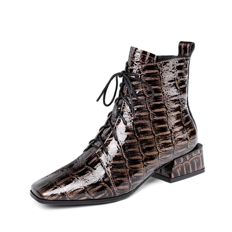 

2020 Genuine Leather Women Ankle Boots Autumn New motorcar boots platform Comfortable Party Shoes woman, Black