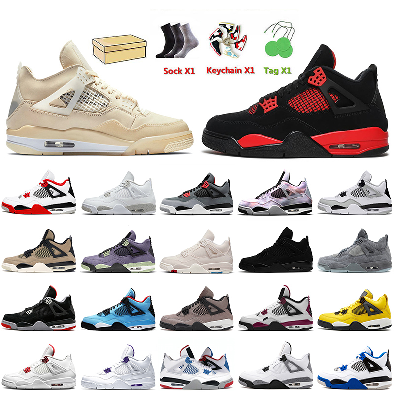 

With Box Jumpman 4 Women Mens Basketball Shoes Jorden 4s Red Thunder Jorda Sail Canvas Black Cat White Oreo Trainers Military Jorden4s Bred Fire Red Sneakers Off, C3 canvas 36-47