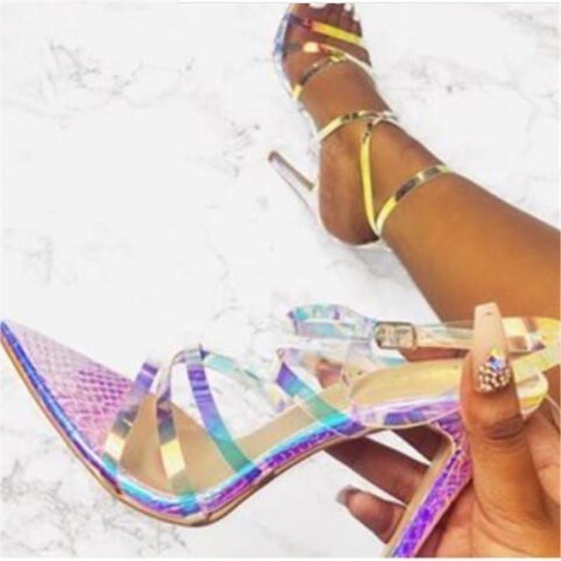 

2021 new super hot same style sexy snake print ladies sandals high quality fashion show 12 cm stiletto heels size 4-10 11 MAIERN, Sky blue