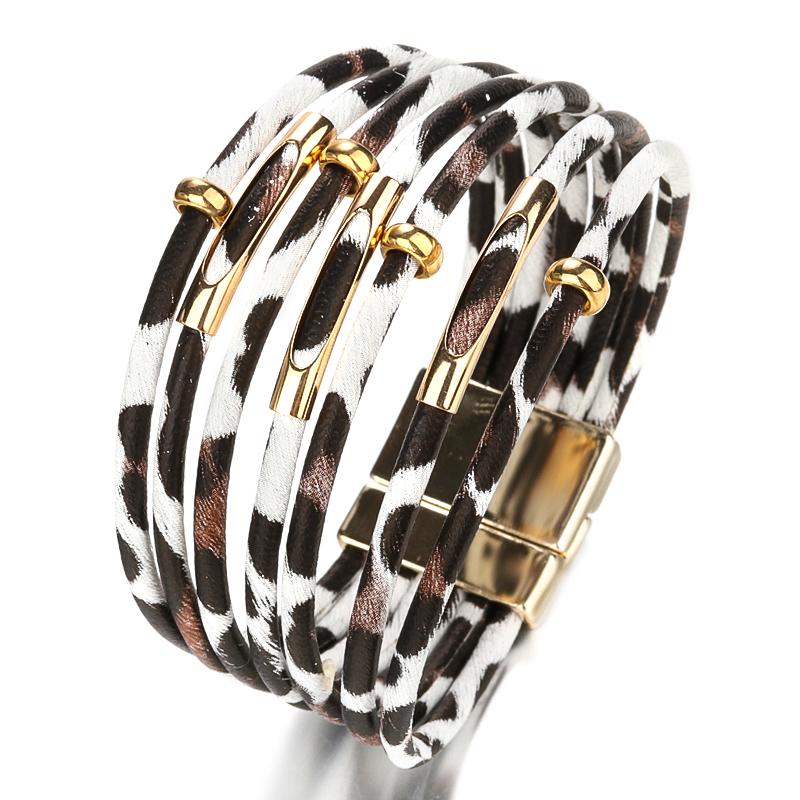 

Beaded Leopard Bracelet Ladies Jewelry Multilayer Leather Charm Winter Multicolor Girl Gift 2020 New