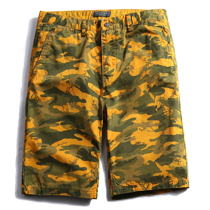 

2021 Cargo Men's Shorts Summer Men New Clothes Solid Cotton F58 KJAS, Yellow.