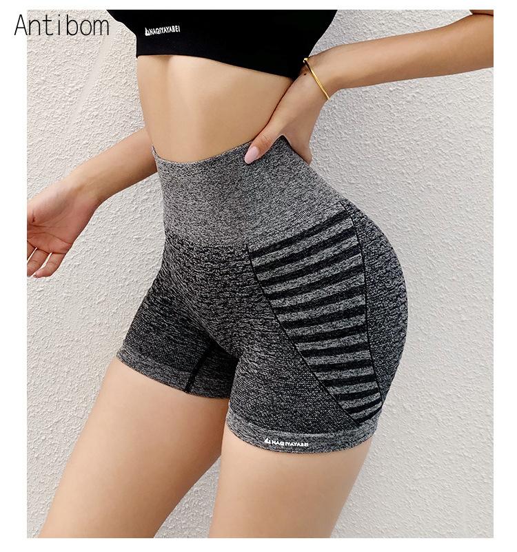 

Antibom Fitness Gym Women Shorts High Stretchy Squat Proof Workout Training Sports Tights Seamless High Waist Sexy Yoga Shorts, Black