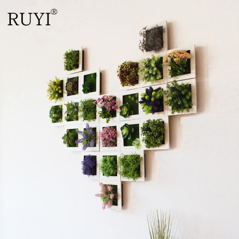 

Modern Pastoral Simulation Succulent Plants Potted Photo Frame Wall Decoration Artificial Flowers Plant Wall Home Decoration1