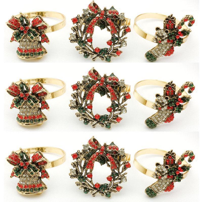 

12 / PCS Hotel Christmas Wreath boots bell inlaid diamond napkin buckle napkin ring mouth cloth ring manufacturer wh1