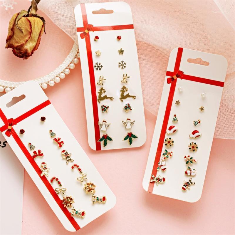 

New creative Christmas earring set Santa Claus elk earring set simple 8-piece holiday gift earrings1