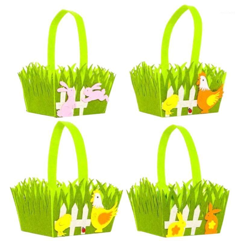 

4PCS Nonwoven Basket Spring Easter Decoration Easter Portable Storage Basket for Egg Hunts Favors Gifts Candies1