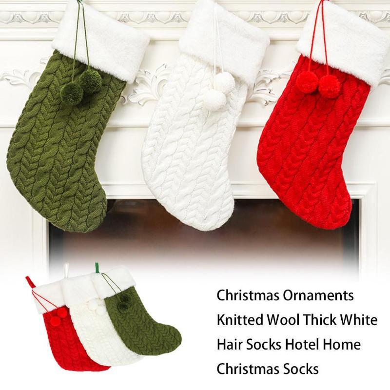 

Christmas Ornaments Knitted Wool Thick White Hair Socks Hotel Home Christmas Socks New Year Gifts For Kids Xmas Tree Ornament1