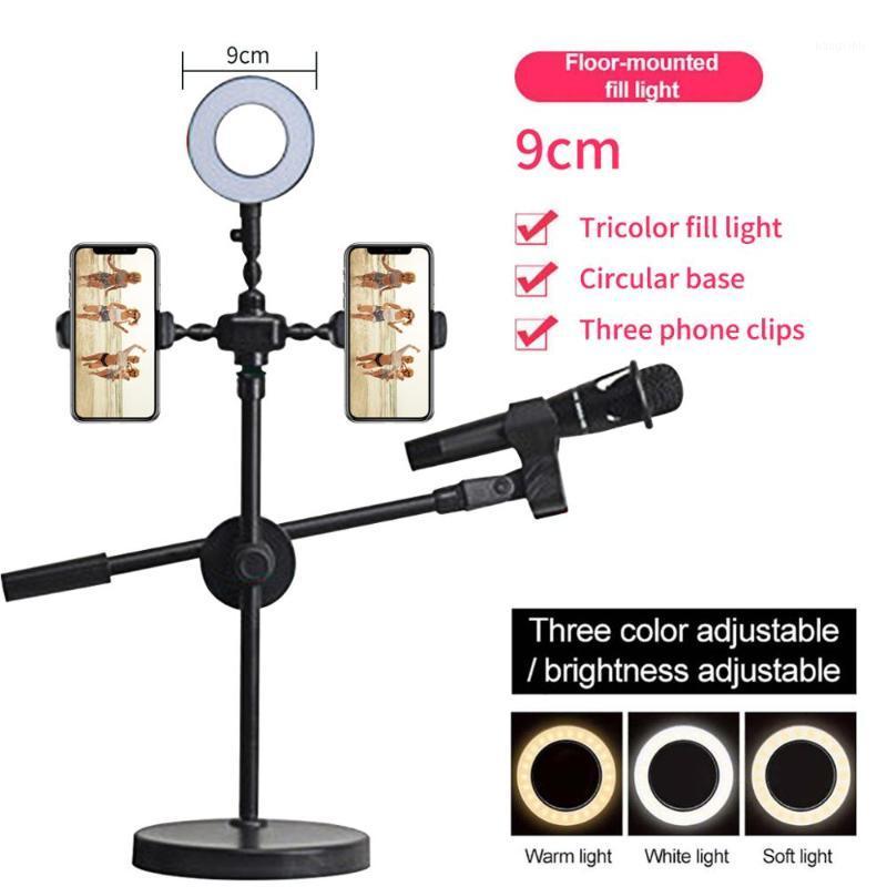 

Phone Live Bracket Light Set Multi-Camera Selfie Photography Led Beauty Lamp Floor-to-Ceiling Tripod Phone Holder wich MIC holde1