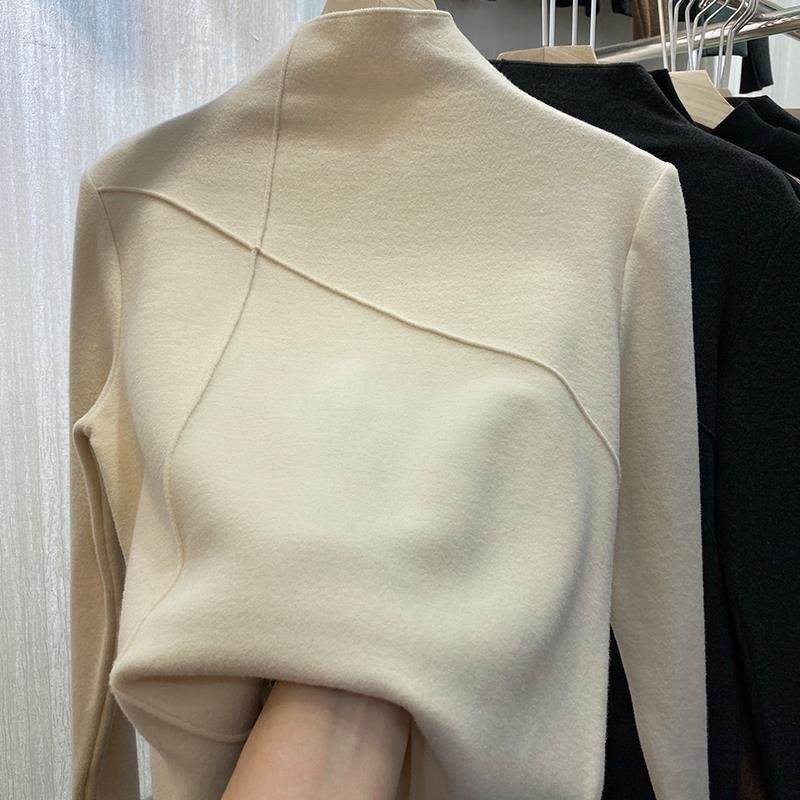 

Thickened brushed bottoming shirt women western style autumn & winter European goods new fashionable long-sleeved sweater 201030, Coffee