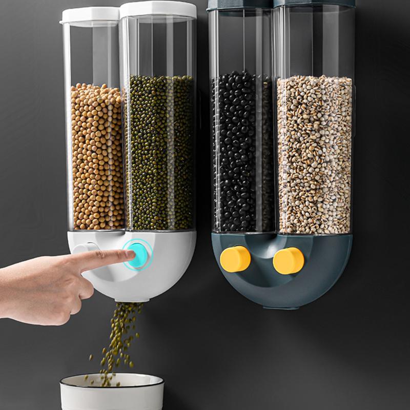 

Storage Box Plastic Clear Container Wall Mounted Kitchen Storage Bottles Jars Dried Grains Tank Rice Dispenser