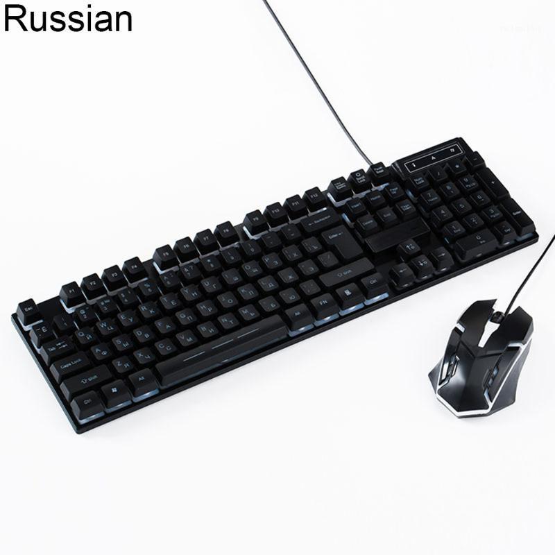 

Backlit USB Wired PC Gaming Keyboard Mouse Set Gamer Gaming Mouse and Keyboard Kit Home Office1