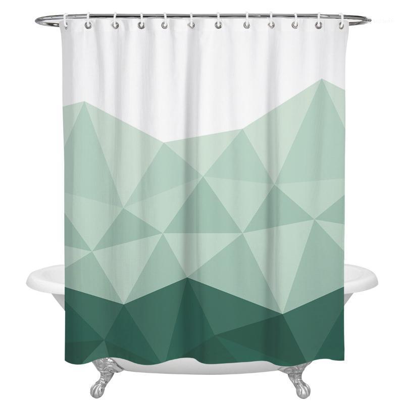 

Geometric Green Triangle Print Shower Curtains Waterproof Bathroom Accessories Polyester Fabric Shower Curtain Home Decor1