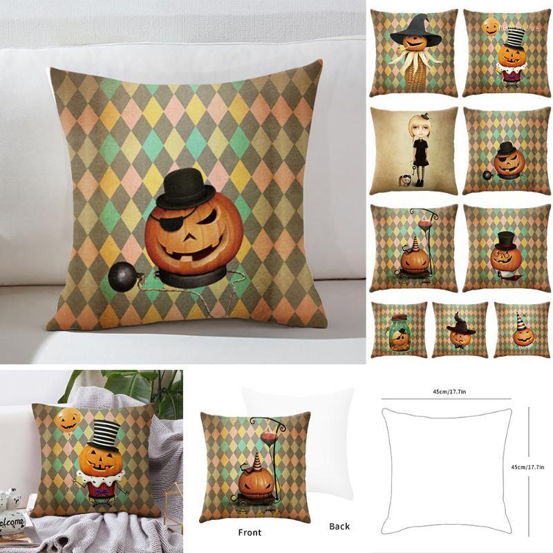 

Halloween Cushion Cover Pumpkin Girl Cushion Cover Letter Print Pillow Case Seat Sofa Waist Throw Pillowcases Home Decor1