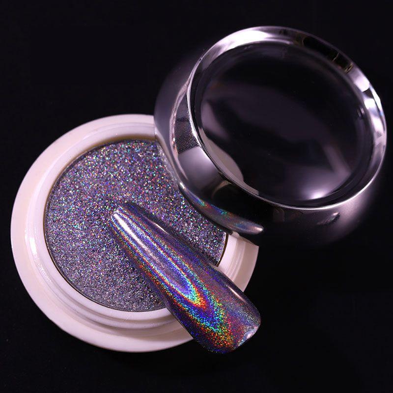 

1 Box Holographic Glitter Nail Art Powder Silver/Gold Spangle Dip Powders Dust RXJC