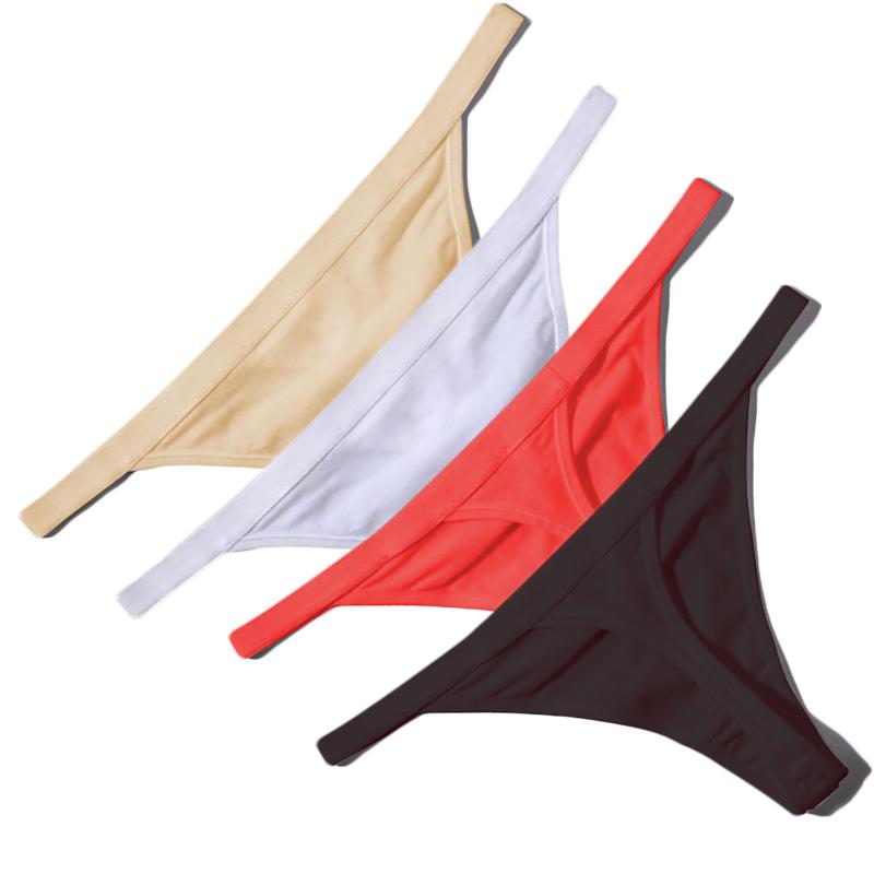 

Hot Sale Sexy Women Cotton G String Thongs Low Waist Sexy Panties Ladies' Seamless Underwear Black Red White Skin Erotic Panty