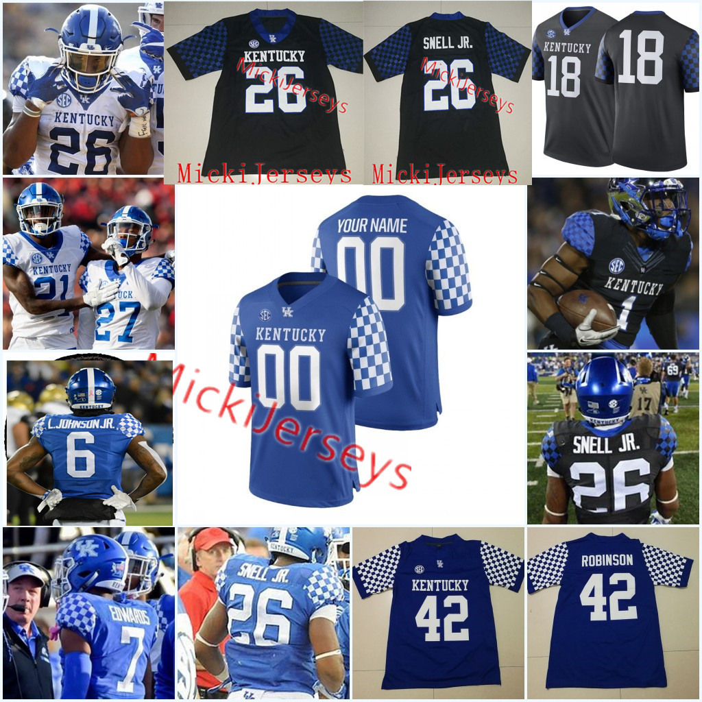 

Custom Kentucky Wildcats Football Avery Williamson Logan Stenberg Babe Parilli George Blanda Art Still Dermontti Dawson Kentucky Jersey, White
