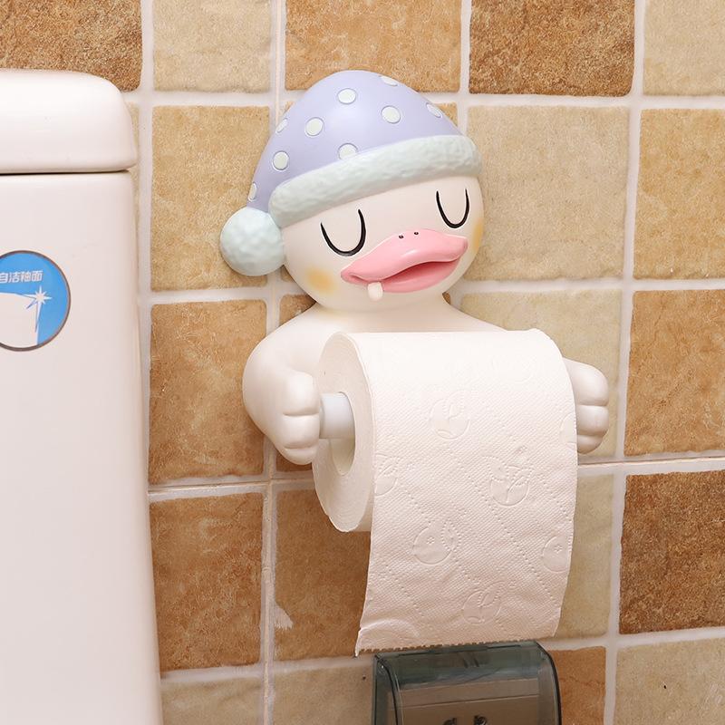 

Resin Cartoon Ugly Duckling Figurin Roll Toilet Tissue Holder Wall Mounted Tissue Holder Paper Box Bathroom Decor