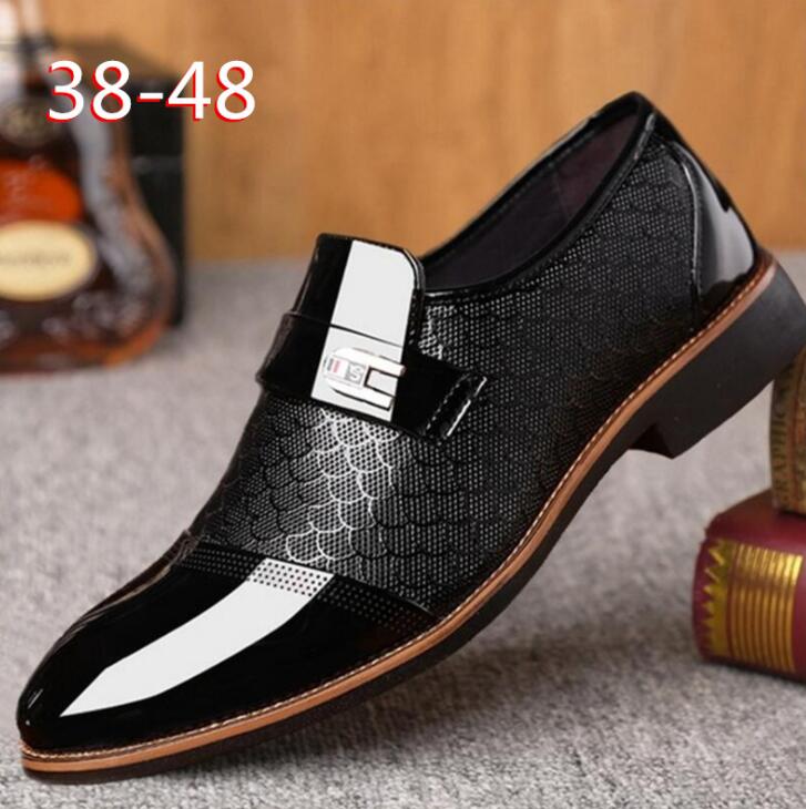

Plus size 39-48 men dress shoes fashion pu wedding formal shoes for men spring and autumn male casual dress, Black