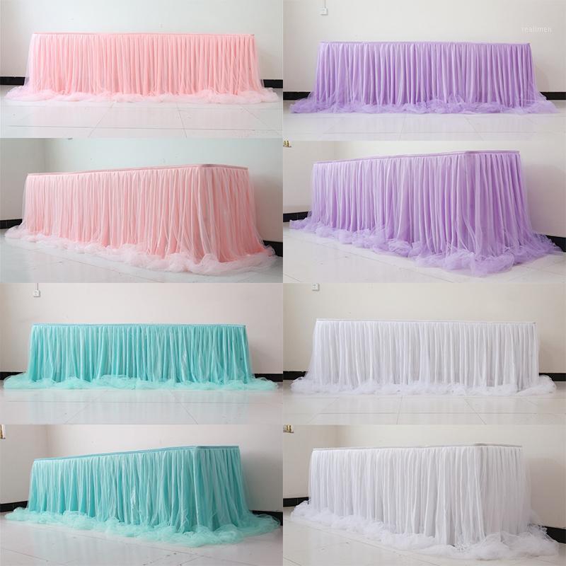 

Organza Wedding Table Skirt For Baby Shower Party Birthday Tablecloth Decorative Tulle Tutu Table Skirt1