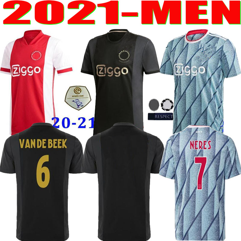 

20 21 man AJAX amsterdam adult soccer jersey TADIC KLAASSEN TRAORE PROMES NERES CRUYFF men kids kit football shirt uniforms third, Black;yellow