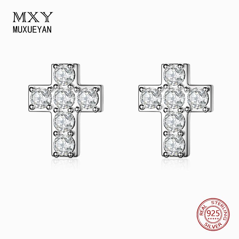 

Mini Crystal Cross Stud Earrings for women 925 Sterling Silver zircon Jewelry gifts 2021 trend MUXUEYAN
