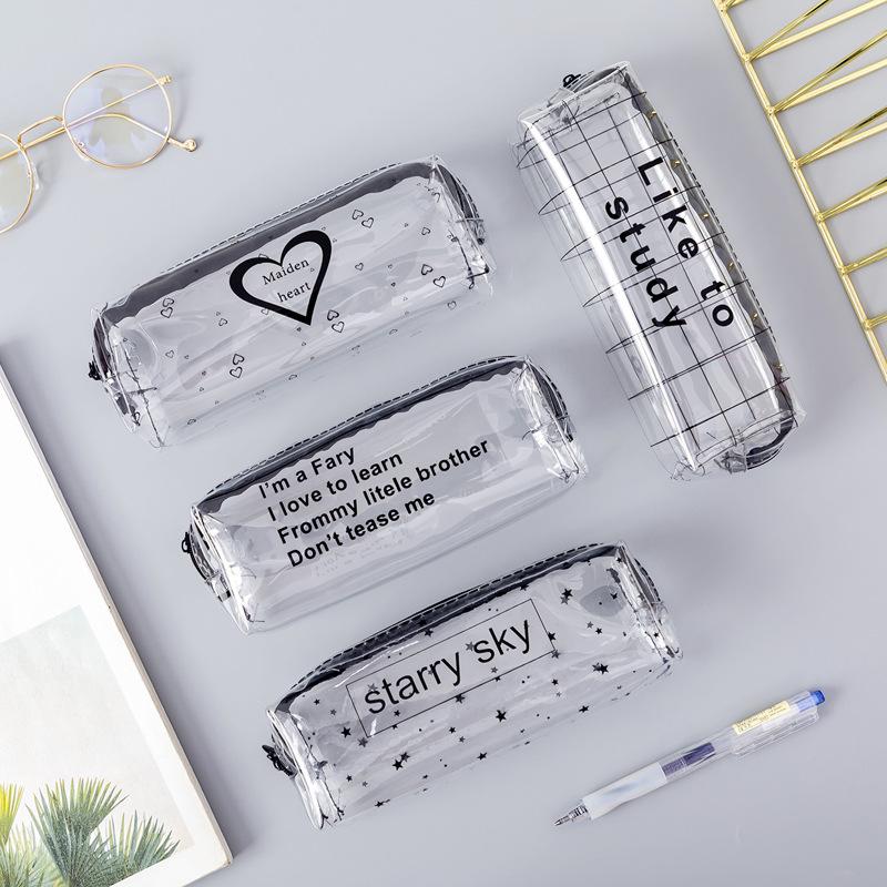 

1Pcs Kawaii Pencil Case Cartoon Transparent letter octagonal School Pencil Box Pencilcase School Supplies Stationery