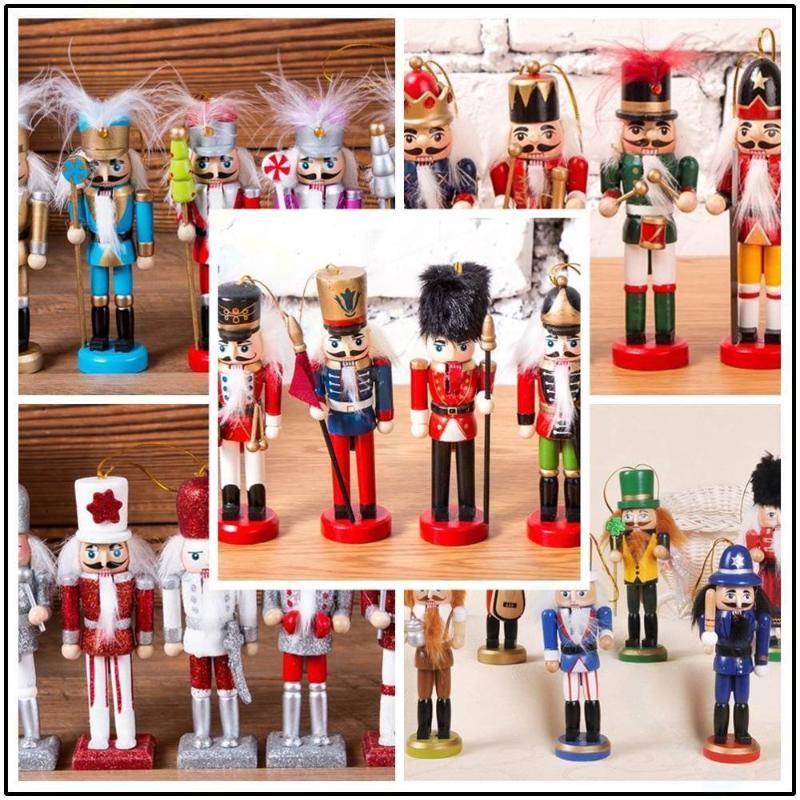 

10sets Handcraft Puppet Wooden Christmas nutcracker soldier Doll Gift Figures home office Party Ornament Xmas Tree Decoration