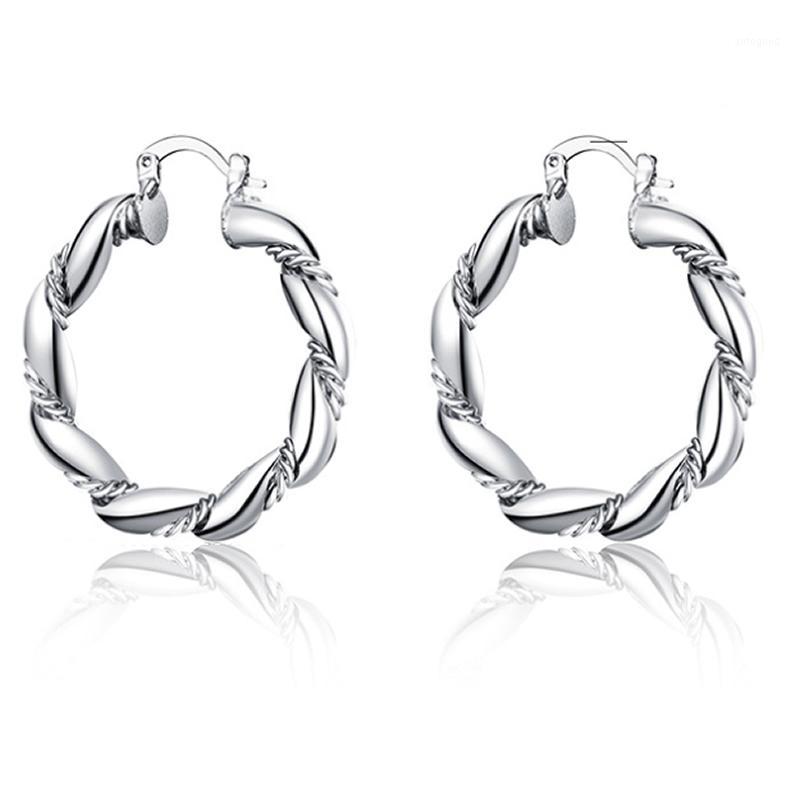 

Charm Dress Up Girl Silver Jewelry Hoop Earring European Style Creative Twisted Rope Round For Women Exquisite Git Present1