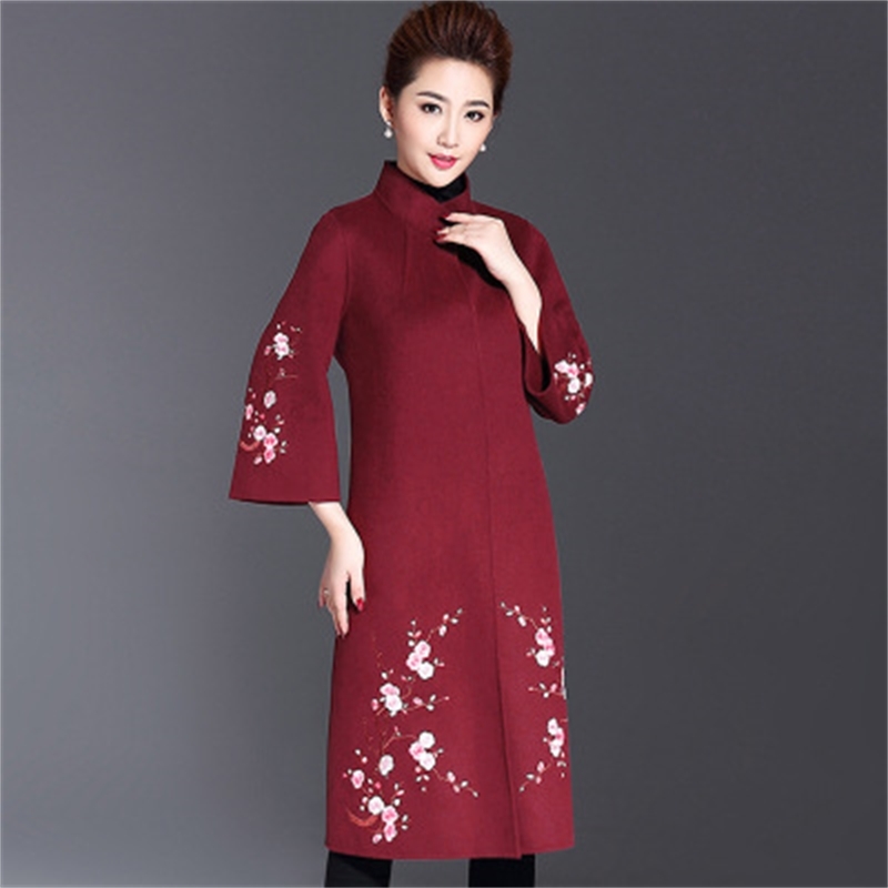 

2021 New Wool Jacket Plus Size Print Women's Jackets Long Female Winter Coat Mujer Invierno Kj440 W883, Dark blue