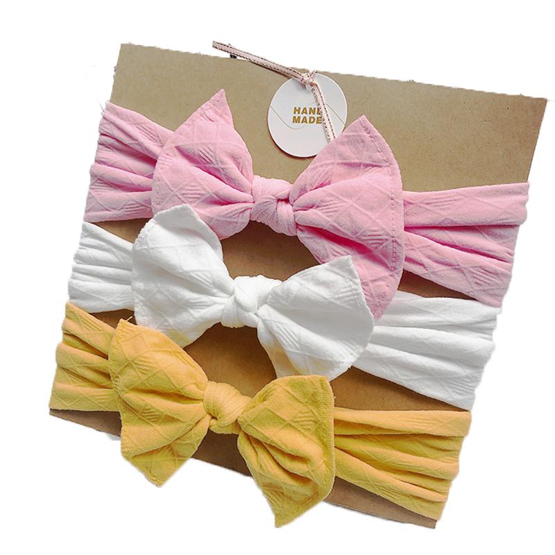 

3Pcs/set Newborn Baby Headband Soft Elastic Solid Color Pink White Cute Bows Baby Girl Headbands Turban Girls Hair Accessories, Bows set 2