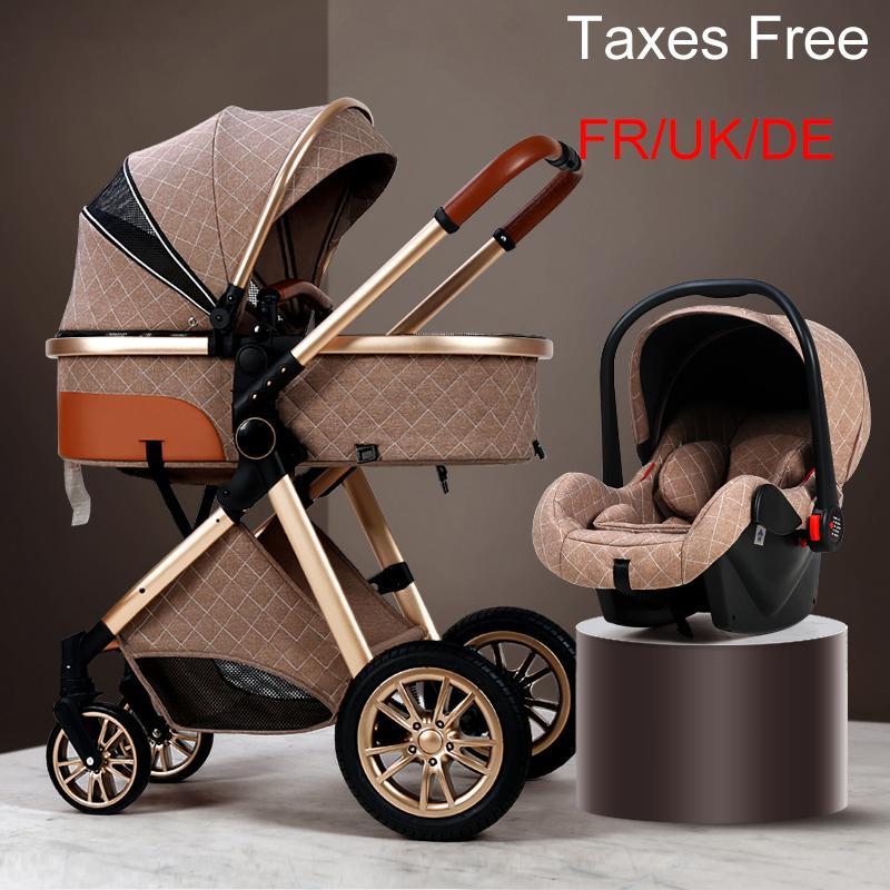 

2020 New Baby Stroller 3 in 1 High Landscape Stroller Reclining Baby Carriage Foldable Bassinet Puchair Newborn