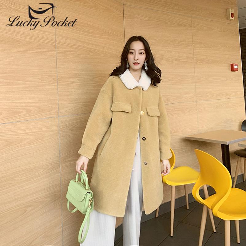 

Women Winter Casual Fashion Thick Mid-Length Solid Color Laple Plush Coat Ladies New Slim Keep Warm Copy lambswool Fur Coat ZY41, Yellow