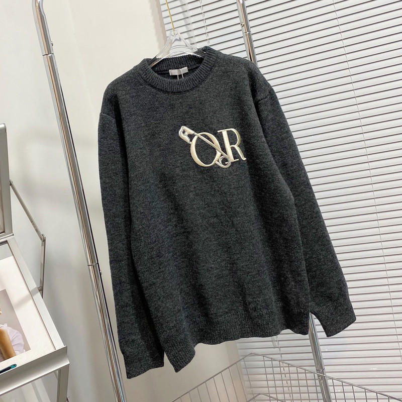 

Brand Hoodies Designed Womens Clip Sweater Round Neck Grey Pullover Embroidery Sweatshirt -L 14767, Gray