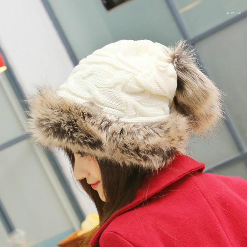

Hat Korean version the influx winter thickening hooded cap cute knitted wool hat warm ear caps Skullies & Beanies1