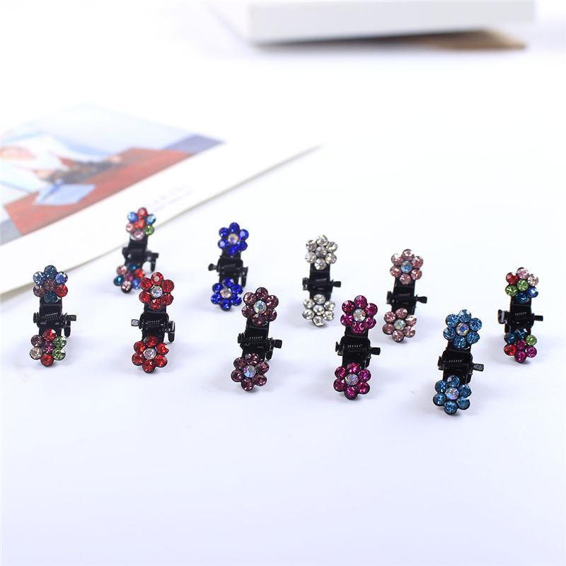 

12PCS Girls Small Crystal Flowers Metal Hair Children Mini Rhinestone Hair Clamp Kids Oranment Clips Baby Hairpins1