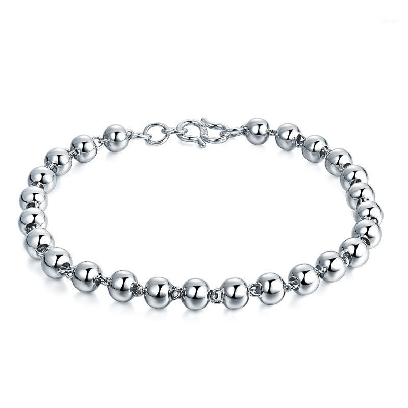 

16.5 cm Wholesale Bracelet Bead Jewelry Simple Tennis Bracelet Silver Jewelry S925 Sterling Silver Round Bead Lady Hand Chain1
