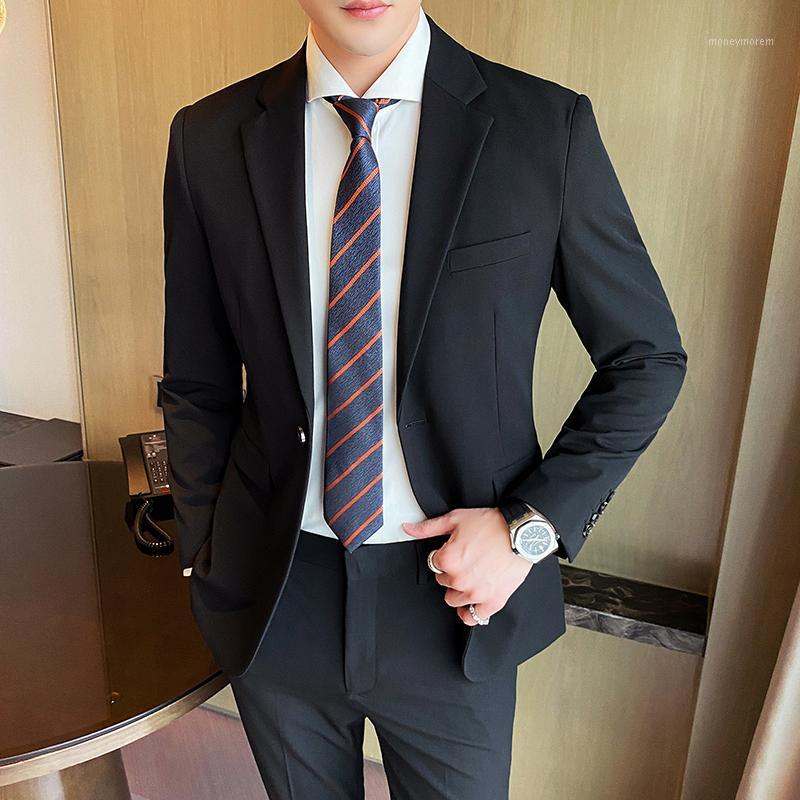 

2020 High-end Suit Men Wedding Groom Tuxedos Suits Business Casual Slim Fit 2 Pcs Set Male Suit Costume Homme Terno Masculino1, Black