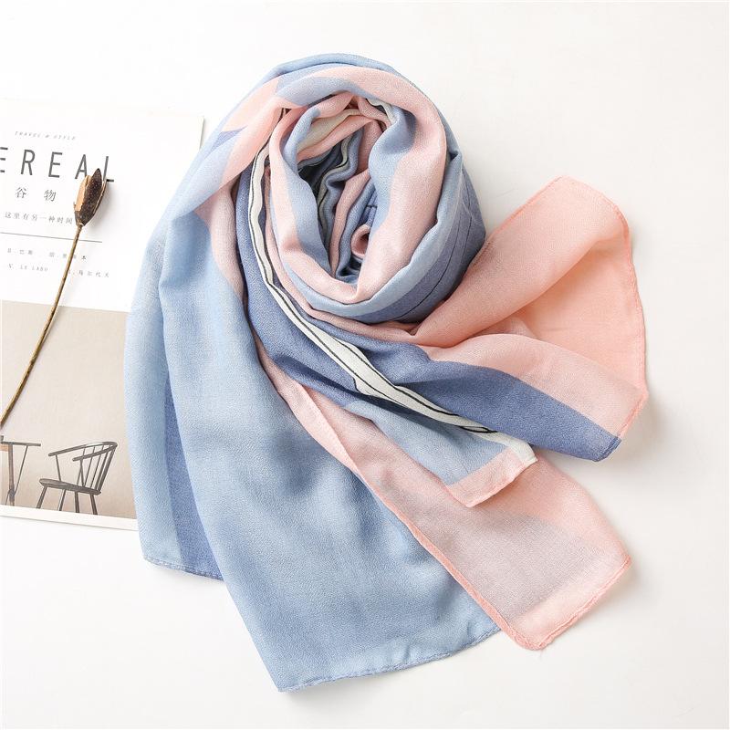 

2020 Women New Fashion Color Blocked Viscose Shawl Scarf Spain Brand Designer Muffler Headband Sjaal Muslim Hijab Snood 180*90Cm
