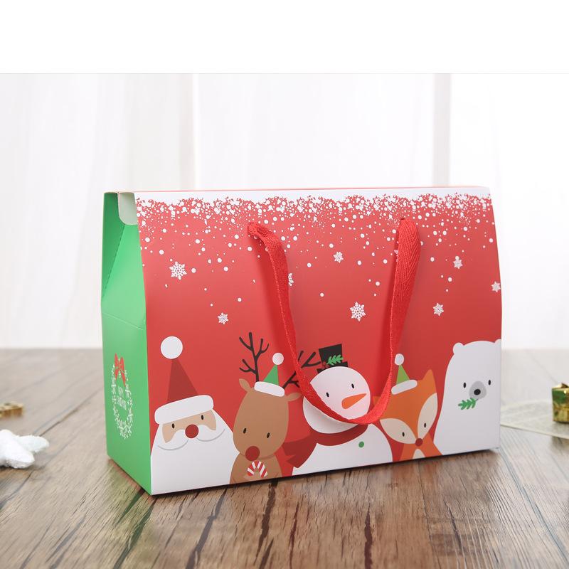 

12 Pieces Claus Snowman Candy Cookie Christmas Hand Bag Gift Box For Party DIY Papercard Packing Bag Large Christmas Package Box