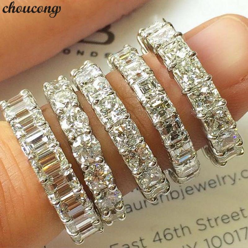 

choucong Eternity Wedding Band Ring cz 925 Sterling Silver Promise Engagement Rings for Women Men Fine Party Jewelry1
