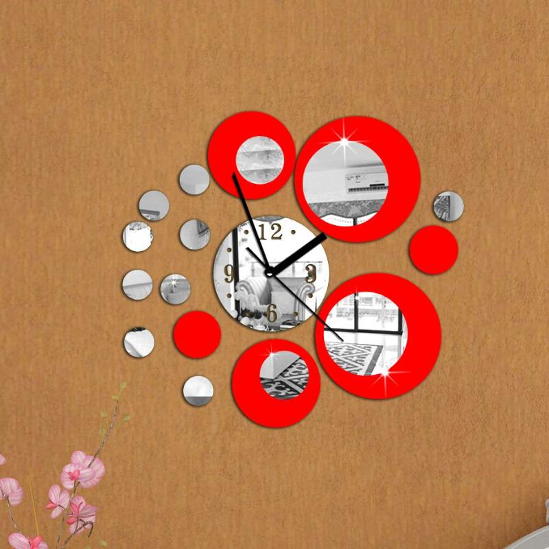 

2020 new 3d diy mirror wall clocks europe home decor digital silver & red clock modern living room watches free shipping