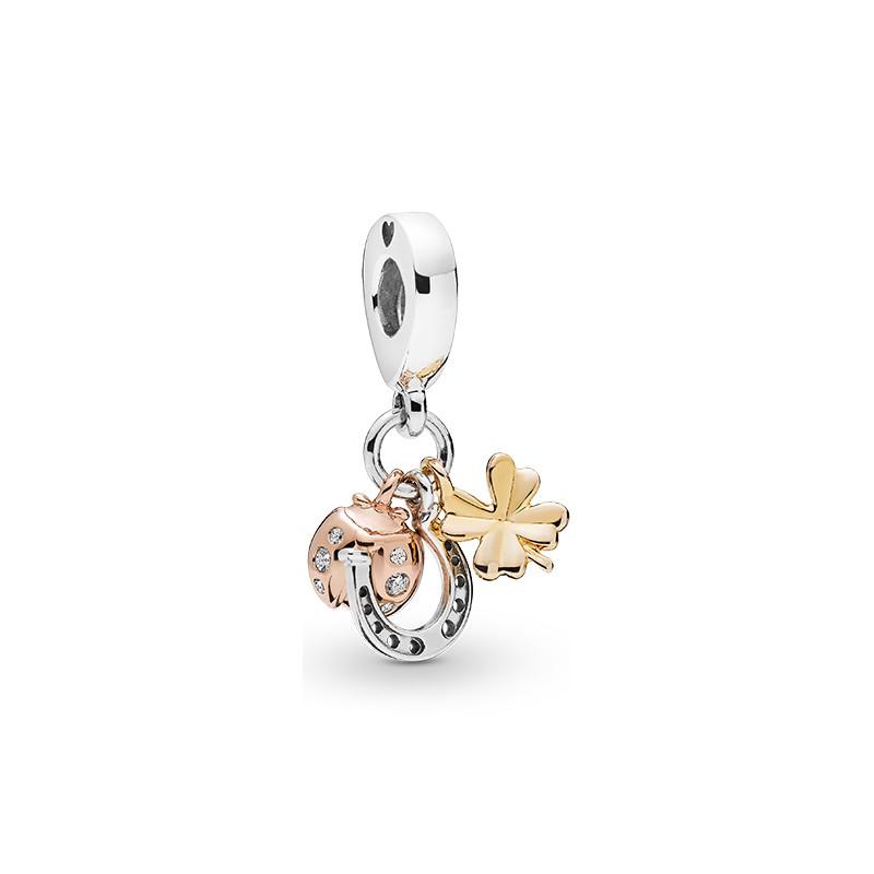 

925 Sterling Silver Rose Shine Horseshoe Clover & Ladybird Charm Bead For European Jewelry Charm Bracelets